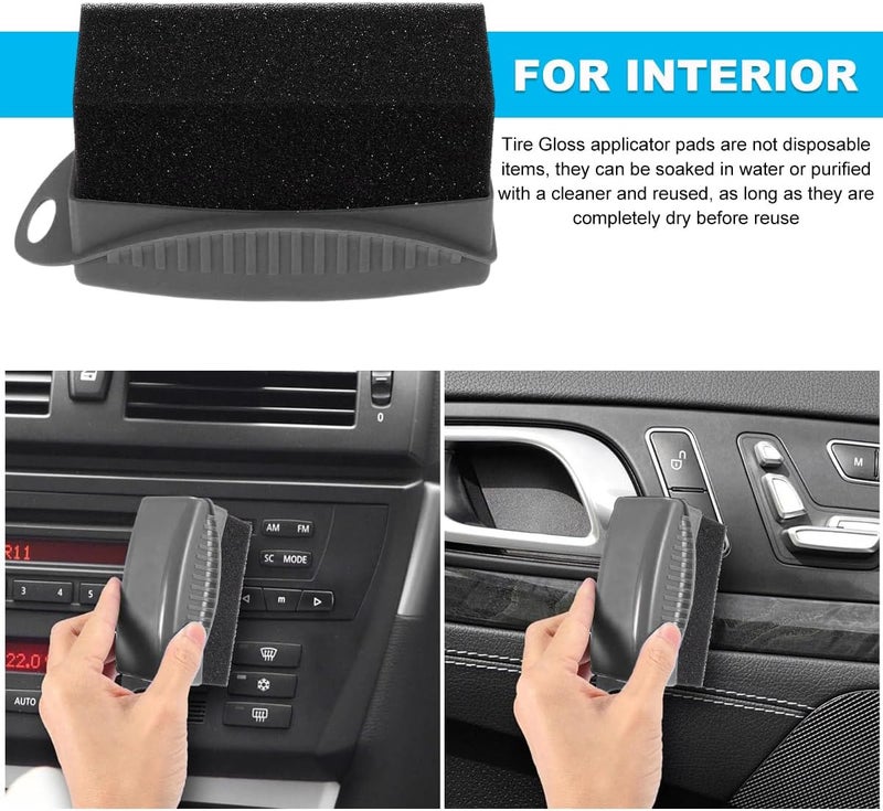 Yourkar 2 PCS Tire Shine Applicator, Flat Dressing Waxing Sponge Pads With Lid Cover, Reusable Polishing Cleaning Foam Applicators With Rectangular Box, Car Accessories (Gray) - Image 5